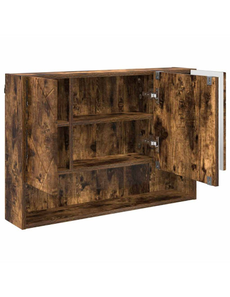 Mobiletto per specchio con porta Rovere fumé 80 x 17 x 55 cm