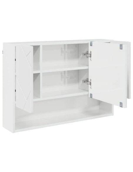 Mobiletto per specchio da bagno Bianco lucido 80 x 17 x 55 cm