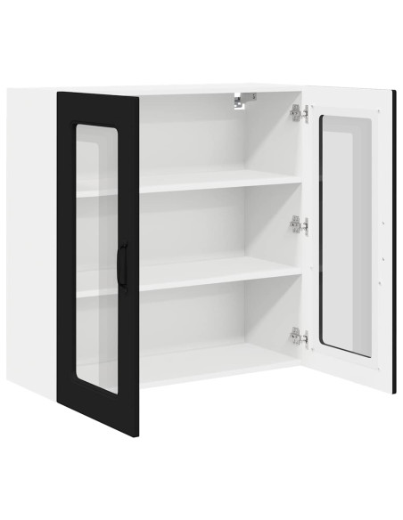 Pensile cucina con porta Nero 80 x 31 x 80 cm Legno multistrato