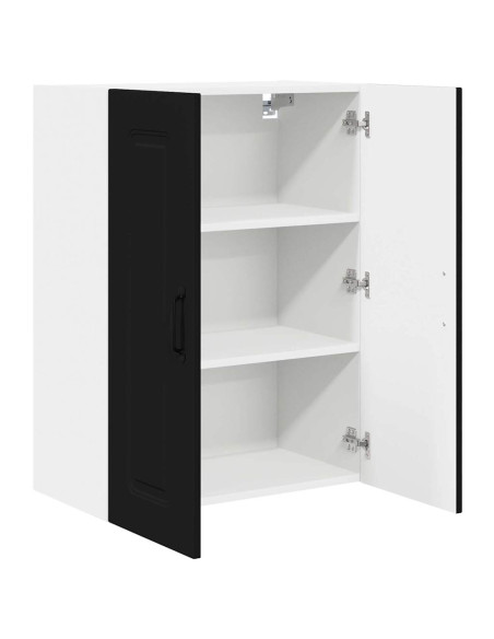 Pensile cucina con porta Nero 60 x 31 x 80 cm Legno multistrato