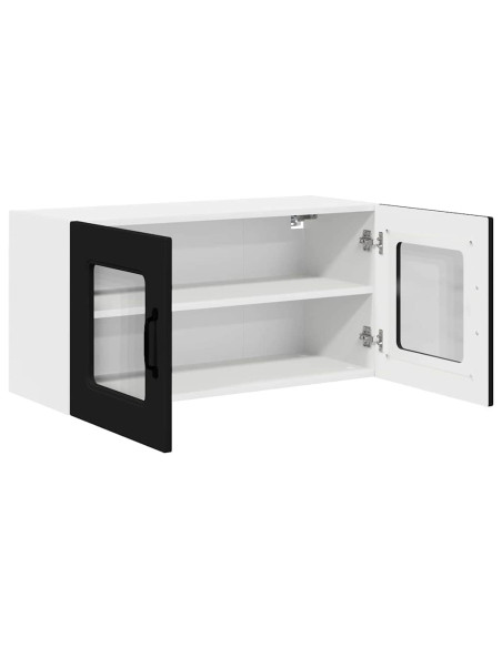 Pensile cucina con porta Nero 80 x 31 x 40 cm Legno multistrato