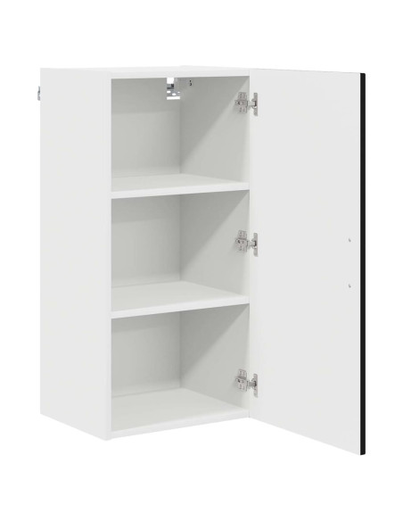 Pensile cucina con porta Nero 40 x 31 x 80 cm Legno multistrato