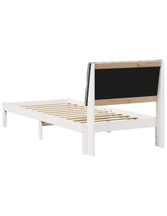 Letto con Testiera Rivestita con testiera Bianco 90 x 190 cm