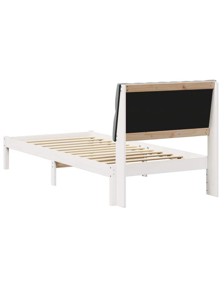 Letto con Testiera Rivestita con testiera Bianco 90 x 200 cm