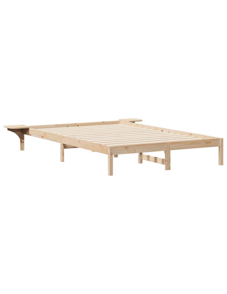 Letto con Tavolini Laterali Naturale 140 x 210 cm Pino massello