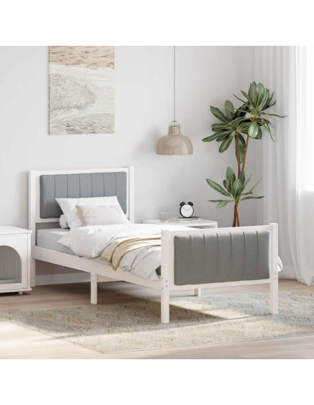 Struttura del Letto Bianco e grigio chiaro 80 x 200 cm