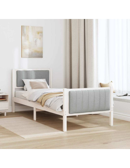 Struttura del Letto Bianco e grigio chiaro 80 x 200 cm