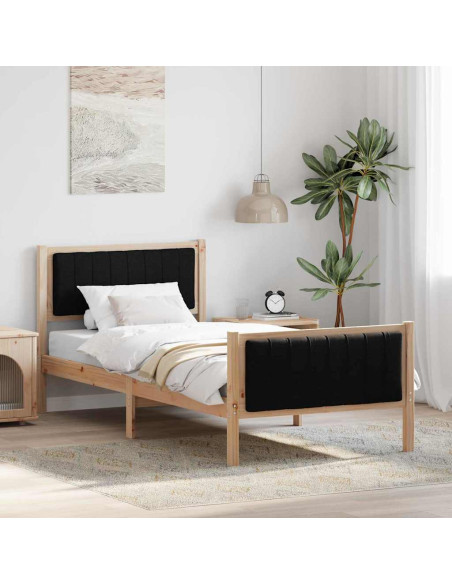 Struttura del Letto con testiera Marrone e nero 90 x 190 cm