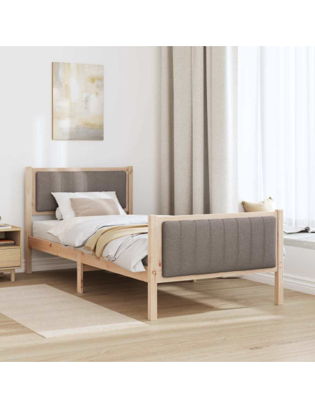 Struttura del Letto con testiera Marrone e taupe 90 x 190 cm