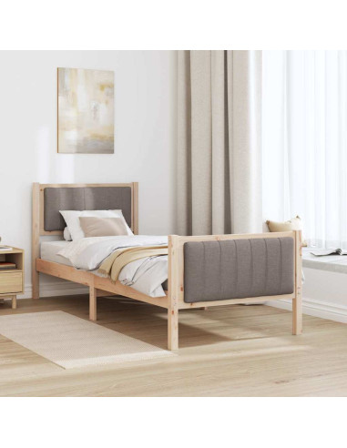 Struttura del Letto con testiera Marrone e taupe 75 x 190 cm