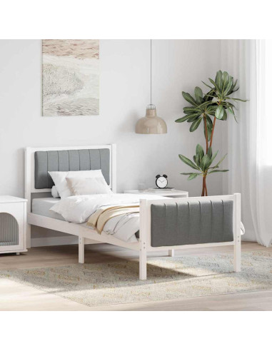 Struttura del Letto Bianco e grigio chiaro 75 x 190 cm