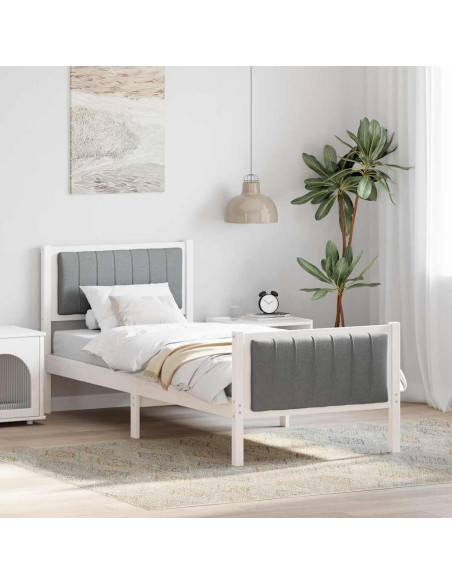 Struttura del Letto Bianco e grigio chiaro 75 x 190 cm