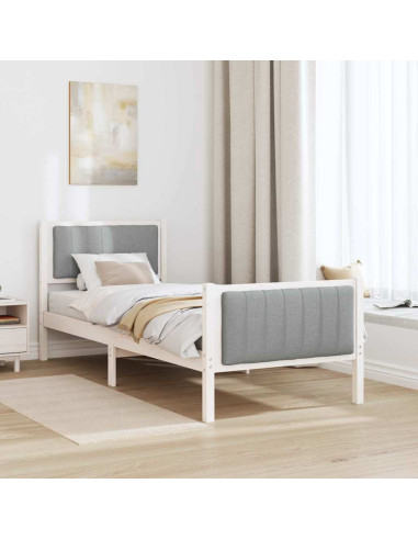 Struttura del Letto Bianco e grigio chiaro 75 x 190 cm