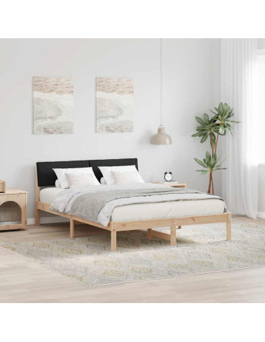 Struttura del Letto con testiera Marrone e nero 140 x 200 cm