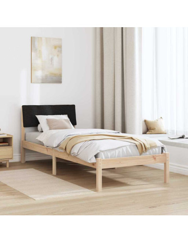 Struttura del Letto con testiera Marrone e nero 75 x 190 cm