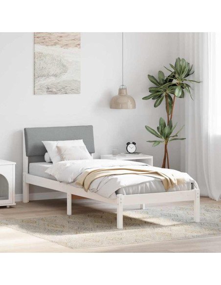 Struttura del Letto Bianco e grigio chiaro 75 x 190 cm