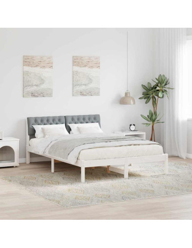 Struttura del Letto Bianco e grigio chiaro 150 x 200 cm