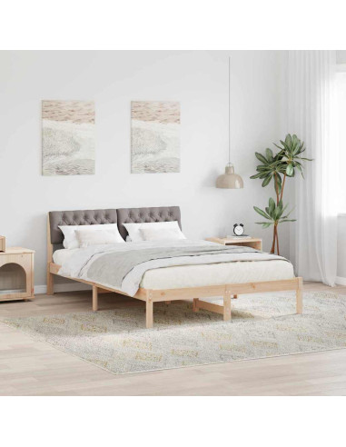 Struttura del Letto con testiera Marrone e taupe 140 x 190 cm