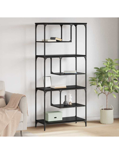 Libreria Rovere nero 81 x 36 x 176 cm Legno multistrato
