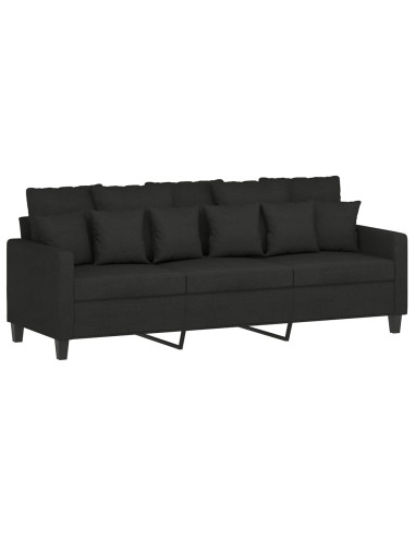 Divano a 3 Posti Nero 180 cm in Tessuto