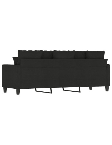 Divano a 3 Posti Nero 180 cm in Tessuto