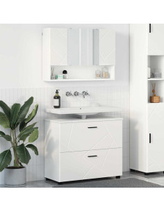 Set di mobili per il bagno con cassetto con porta 2 pcs Bianco 2