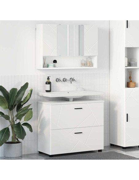 Set di mobili per il bagno 2 pcs Bianco 76.5 x 35 x 64 cm