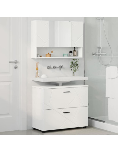 Set di mobili per il bagno 2 pcs Bianco 76.5 x 35 x 64 cm