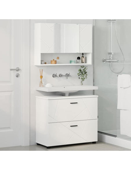 Set di mobili per il bagno 2 pcs Bianco 76.5 x 35 x 64 cm