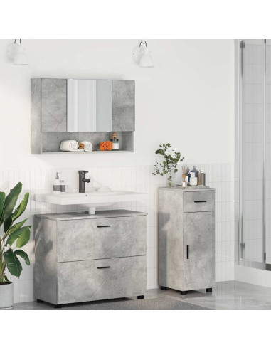 Set di mobili per il bagno con cassetto 3 pcs Grigio cemento