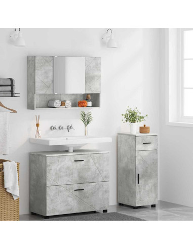 Set di mobili per il bagno con cassetto 3 pcs Grigio cemento