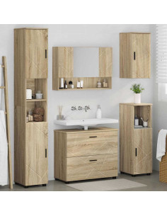 Set di mobili per il bagno con cassetto 5 pcs Rovere Sonoma 2