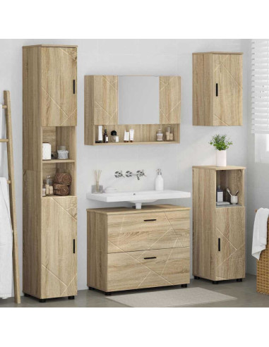 Set di mobili per il bagno con cassetto 5 pcs Rovere Sonoma