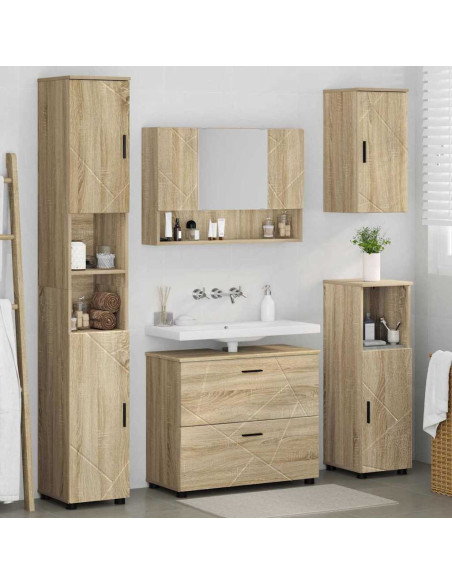 Set di mobili per il bagno con cassetto 5 pcs Rovere Sonoma