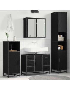 Set di mobili per il bagno 4 pcs Rovere nero 80 x 33 x 60 cm 2