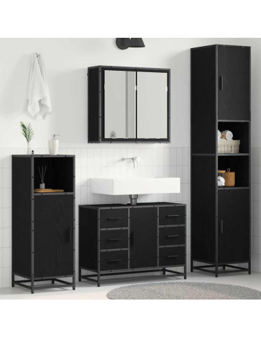 Set di mobili per il bagno 4 pcs Rovere nero 80 x 33 x 60 cm