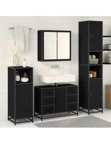 Set di mobili per il bagno 4 pcs Rovere nero 80 x 33 x 60 cm