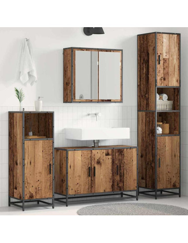 Set di mobili per il bagno 4 pcs Legno vecchio 90 x 33 x 60 cm