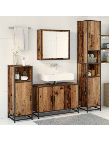 Set di mobili per il bagno 4 pcs Legno vecchio 90 x 33 x 60 cm