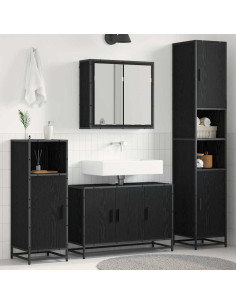 Set di mobili per il bagno 4 pcs Rovere nero 90 x 33 x 60 cm 2