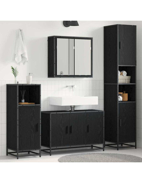 Set di mobili per il bagno 4 pcs Rovere nero 90 x 33 x 60 cm