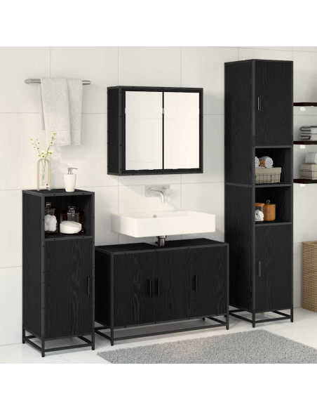 Set di mobili per il bagno 4 pcs Rovere nero 90 x 33 x 60 cm