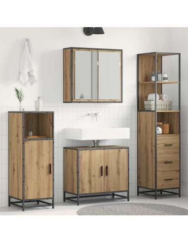 Set di mobili per il bagno con porta 3 pcs rovere artigianale