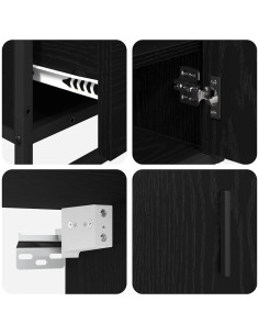 Set di mobili per il bagno 3 pcs Rovere nero 65 x 33 x 60 cm 2