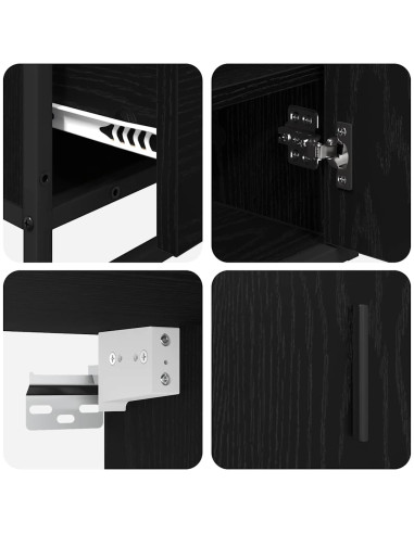 Set di mobili per il bagno 3 pcs Rovere nero 65 x 33 x 60 cm