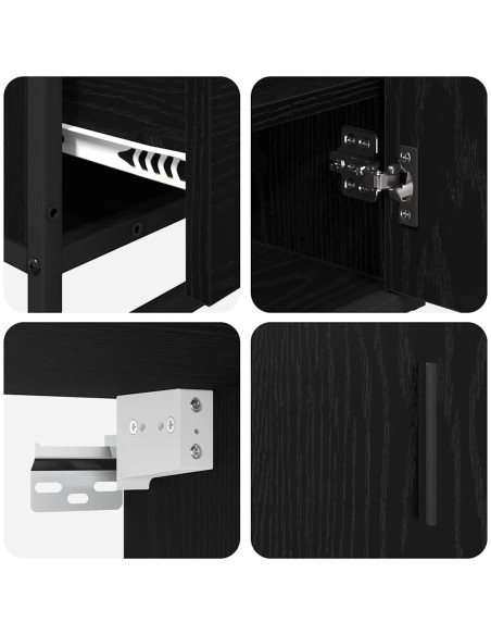 Set di mobili per il bagno 3 pcs Rovere nero 65 x 33 x 60 cm