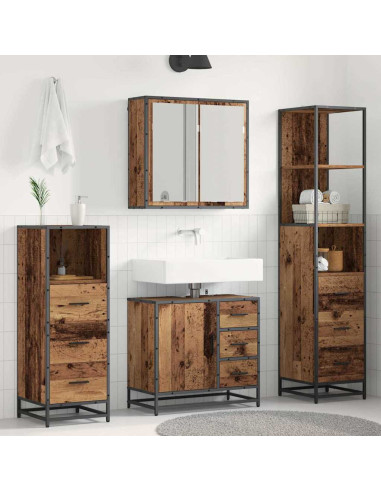 Set di mobili per il bagno 4 pcs Legno vecchio 65 x 33 x 60 cm