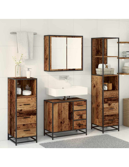Set di mobili per il bagno 4 pcs Legno vecchio 65 x 33 x 60 cm