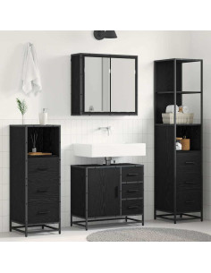 Set di mobili per il bagno 4 pcs Rovere nero 65 x 33 x 60 cm 2