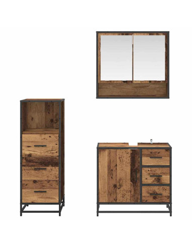 Set di mobili per il bagno 3 pcs Legno vecchio 65 x 33 x 60 cm